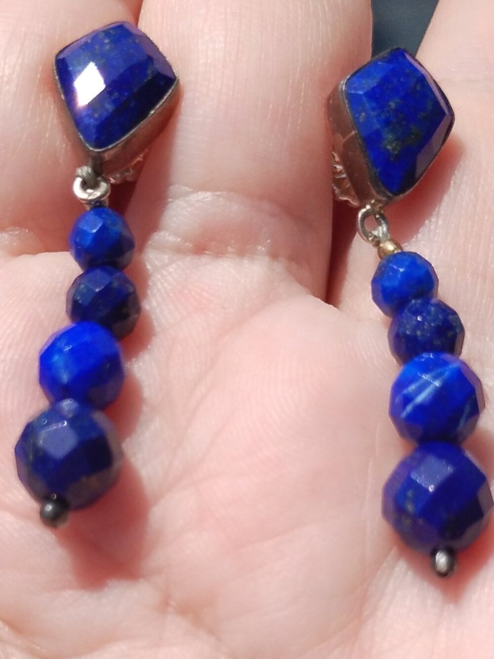 Jay King DTR mine finds Lapis Faceted dangle earrings 925 Sterling Silver - Picture 3 of 8